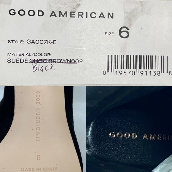 Good American Women's Scandal Lace Up High Heel Suede Booties in BLACK 6 New - Picture 13 of 14